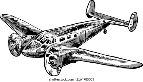 ilustración vintage de vectores de avión de guerra mundial 2 dibujada a mano 