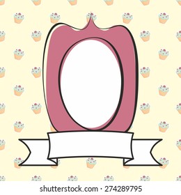Hand drawn violet vector frame on sweet cake background