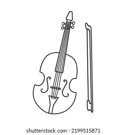 Hand drawn violin doodle. Musical instrument in sketch style. Vector illustration isolated on white background