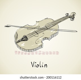 hand drawn violin on a light background