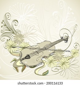 hand drawn violin on a light background