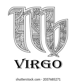 Hand drawn of virgo in zentangle style