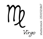 Hand drawn virgo zodiac sign Esoteric symbol doodle Astrology clipart Element for design