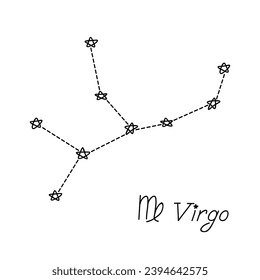 Handgezeichnetes virgo zodiac-Zeichen Esoterisches Symbol Doodle Astrologie Clip-Element für Design