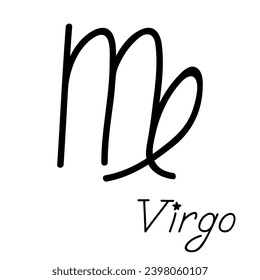 Hand drawn virgo zodiac sign Esoteric symbol doodle Astrology clipart Element for design