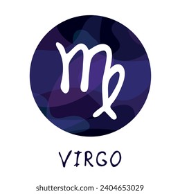 Hand drawn virgo zodiac sign in round frame Astrology doodle clipart Element for design