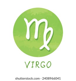 Hand drawn virgo zodiac sign in round frame Astrology doodle clipart Element for design