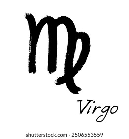 Hand drawn virgo zodiac sign Esoteric symbol doodle Astrology clipart Element for design