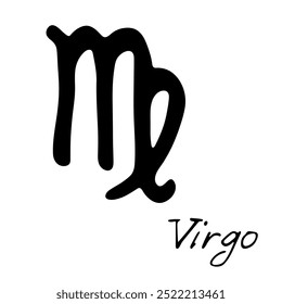 Sinal de zodíaco virgo desenhado à mão Símbolo esotérico doodle Astrologia clipart Elemento para design