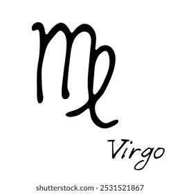 Dibujado a mano signo del zodiaco virgo doodle símbolo esotérico Astrología Clipart Elemento para el diseño