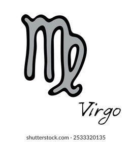 Sinal de zodíaco virgo desenhado à mão Símbolo esotérico doodle Astrologia clipart Elemento para design