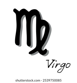 Sinal de zodíaco virgo desenhado à mão Símbolo esotérico doodle Astrologia clipart Elemento para design