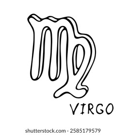 Hand drawn virgo zodiac sign Esoteric symbol doodle Astrology clipart Element for design