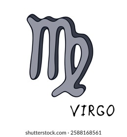 Hand drawn virgo zodiac sign Esoteric symbol doodle Astrology clipart Element for design