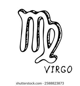 Hand drawn virgo zodiac sign Esoteric symbol doodle Astrology clipart Element for design