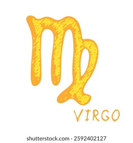 Hand drawn virgo zodiac sign Esoteric symbol doodle Astrology clipart Element for design