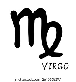Hand drawn virgo zodiac sign Esoteric symbol doodle Astrology clipart Element for design