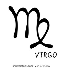 Hand drawn virgo zodiac sign Esoteric symbol doodle Astrology clipart Element for design