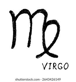 Hand drawn virgo zodiac sign Esoteric symbol doodle Astrology clipart Element for design