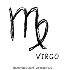 Hand drawn virgo zodiac sign Esoteric symbol doodle Astrology clipart Element for design