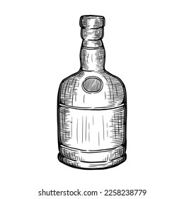 Hand Drawn Vodka Bottle Vector Illustration
