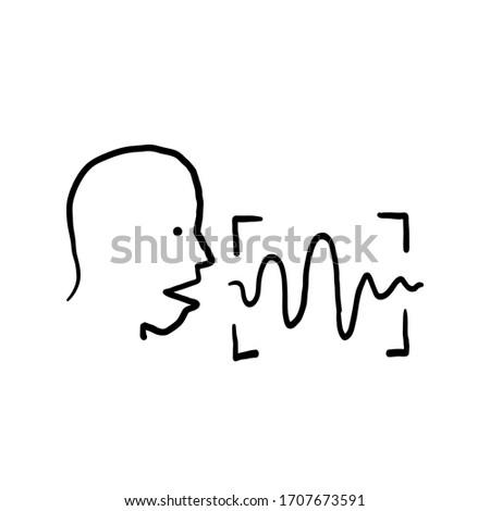 hand drawn voice recognition icon illustration doodle style vector