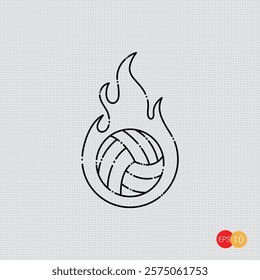 Hand drawn of Volleyball logo design, emblem, designs with ball. Sport badge vector illustration