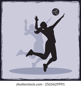 Hand Drawn Volleyball Player Silhouette illustration