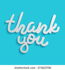 hand drawn volume vector lettering "Thank you" on green background