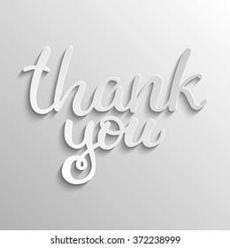 hand drawn volume vector lettering "Thank you" on gray background