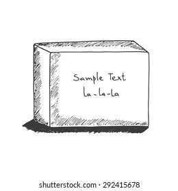 Hand drawn volumetric square, cube, rectangle, box with shadow for text space, banner, advertising, mock up. Doodle, cartoon style