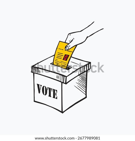 Hand drawn of Vote Box Filled Icon, Vector Illustration
