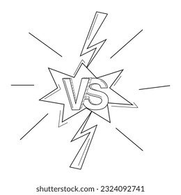 Hand drawn vs or versus icon in doodle style. Comic fighting duel with lightning ray isolated on white background. Vs battle challenge, sports team, matches, conflict. Vector illustration