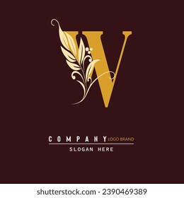 letras W dibujadas a mano Logo, letra W diseño del logo en forma de hoja, letra W- adorno floral lujoso alfabeto. Diseño de plantillas de letras vectoriales para marca, boutique de logotipos, hotel, restaurante. negocio, W