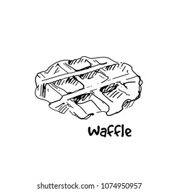Hand drawn waffle. Sketch, vector illustration.