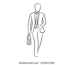 hand drawn walking businessman illustration