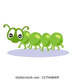 Hand drawn walking caterpillar insect in cartoon style. Perfect for T-shirt, logo, sticker and stationery. Doodle isolated vector illustration for decor and design.


