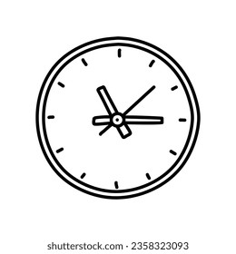 Hand drawn wall clock doodle icon. Vector illustration isolated on white background.