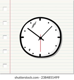 Hand drawn wall clock doodle icon. Vector illustration isolated on white paper background