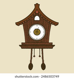 Hand drawn of wall clock and watch vector illustration in doodle vintage drawing style.