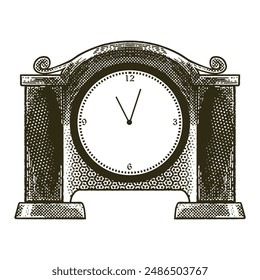 Hand drawn of wall clock and watch vector illustration in doodle vintage drawing style.