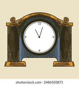 Hand drawn of wall clock and watch vector illustration in doodle vintage drawing style.