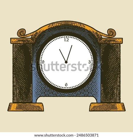 Hand drawn of wall clock and watch vector illustration in doodle vintage drawing style.