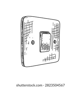 hand drawn wall light switch electrical button line art vector illustration