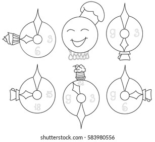 Hand drawn wall watch as donuts as time for coffee. Isolated illustration, emoji