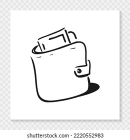 Hand Drawn Wallet Icon. Payment Cash Money Symbol Isolated. Vector EPS 10