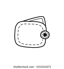 Hand drawn wallet isolated on a white. Vector illustration.