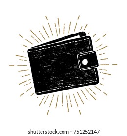 Hand drawn wallet textured vector illustration.