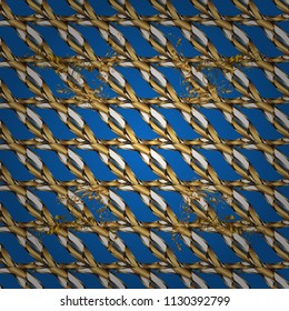 Hand drawn wallpaper seamless pattern. Vector illustration. In simple style. Vintage background. Scribble, sketch, doodle on blue, brown and yellow colors.