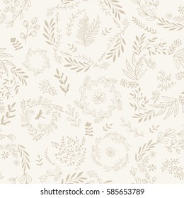 Hand drawn wallpaper seamless pattern. Vintage background.